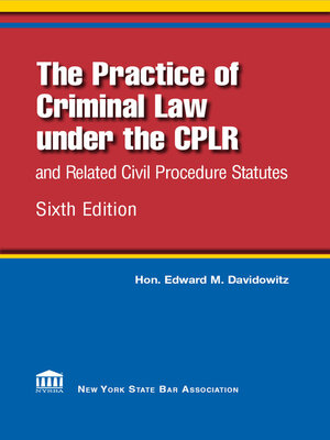 cover image of The Practice of Criminal Law under the CPLR